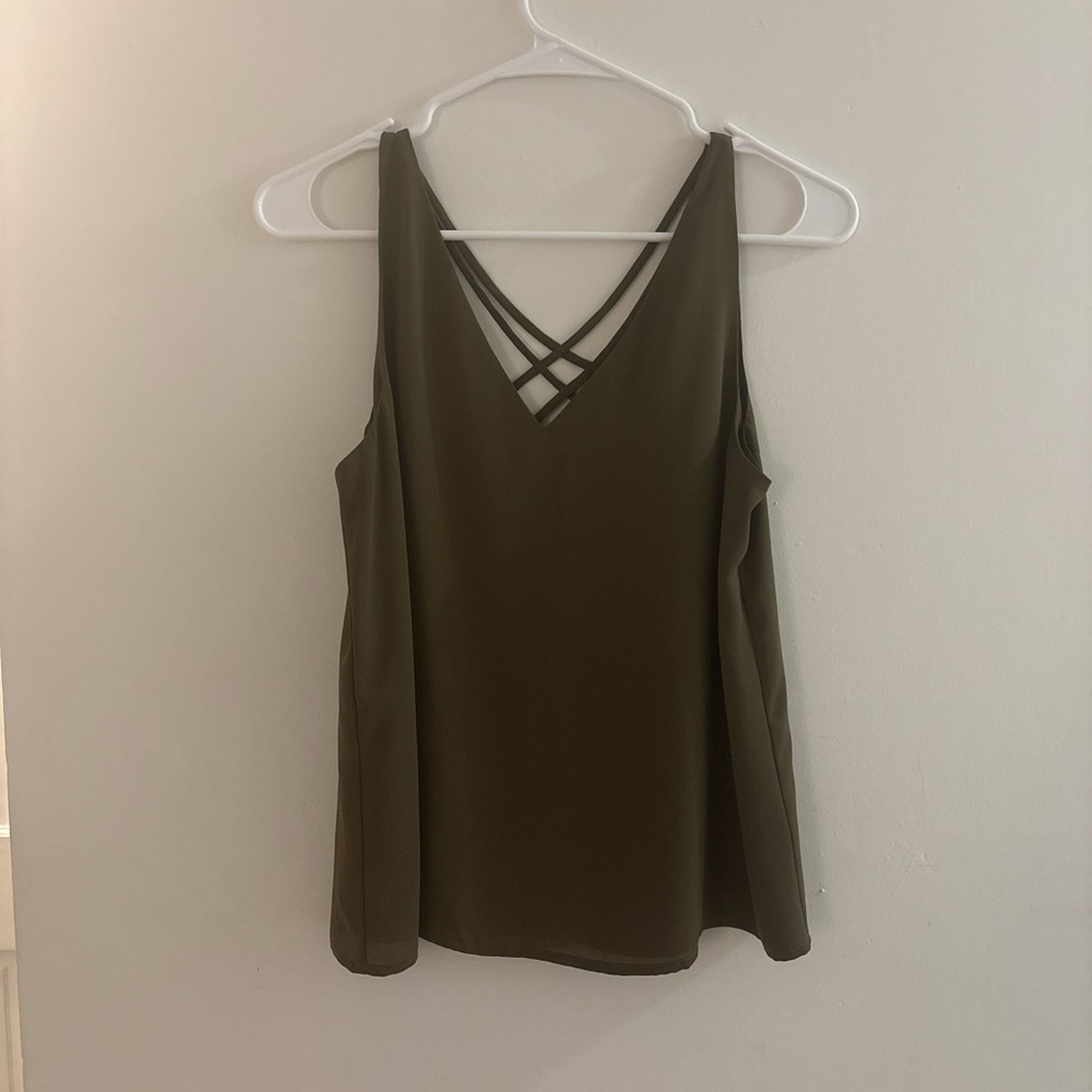 Express Olive Green Camisole with Strappy Neckline